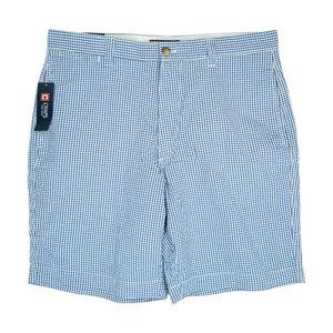 NWT Mens‎ Shorts Chaps Blue Plaid Flat Front ~ Size 34 ~ MSRP $50